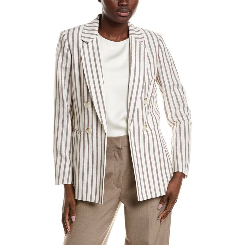 Anne Klein Womens  Linen-Blend Jacket, White